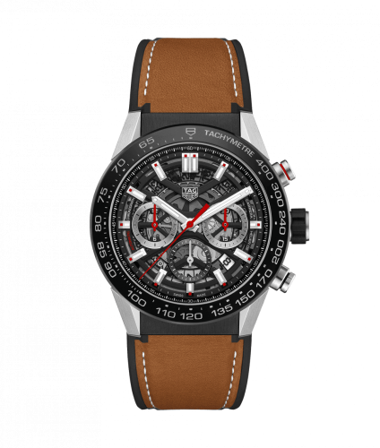 TAG Heuer Carrera Calibre Heuer 02 45 Stainless Steel / Black Ceramic / Skeleton / Calf